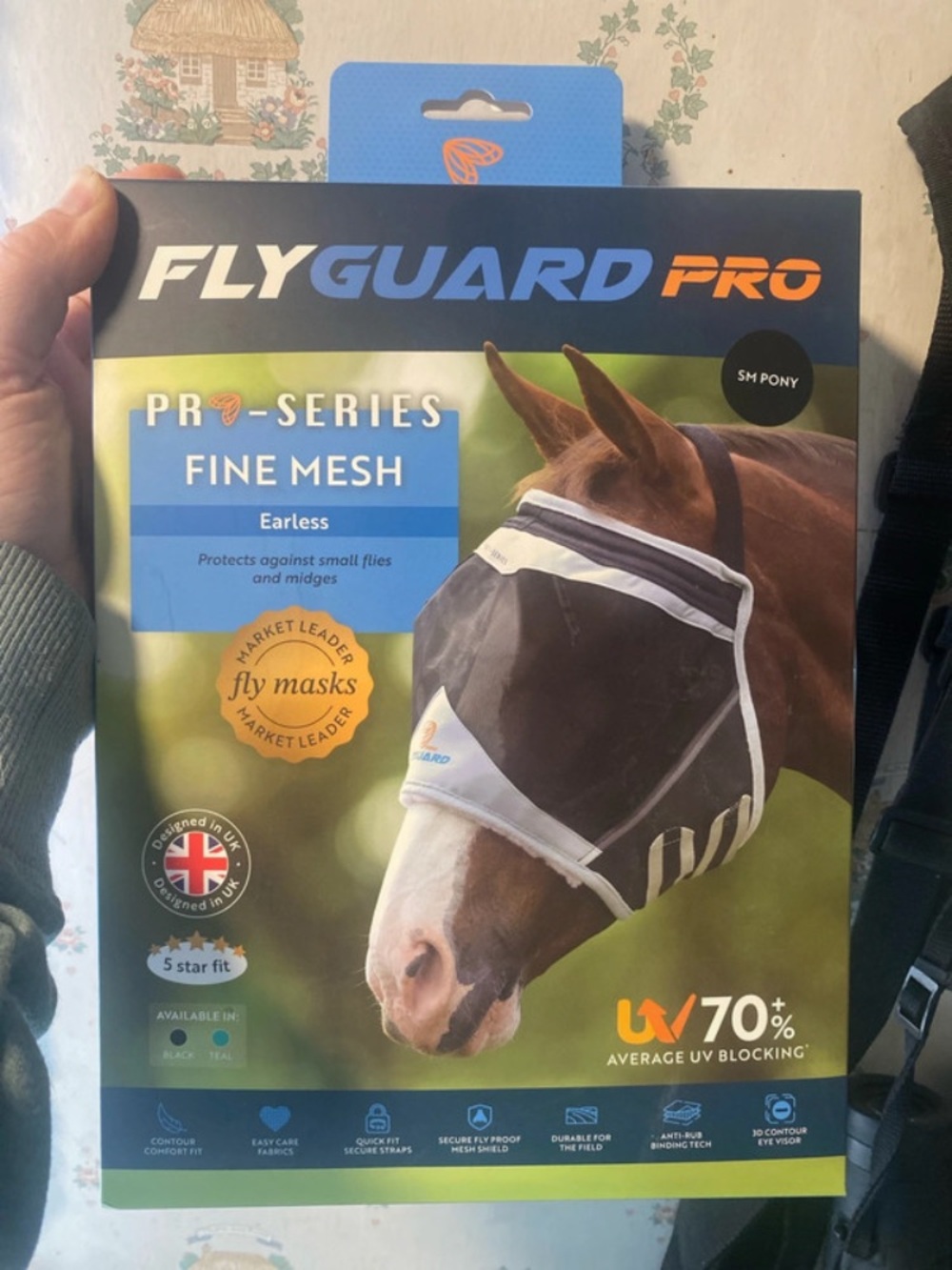 NEW in box Shires Fly Guard Pro Fine Mesh horse fly mask, black and silver - Picture 4 of 5